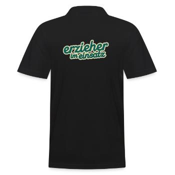 Erzieher im Einsatz - Männer Poloshirt - Schwarz - Hinten - Kai (181cm)