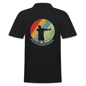 Bogenschießen - Männer Poloshirt - Schwarz - Hinten - Kai (181cm)