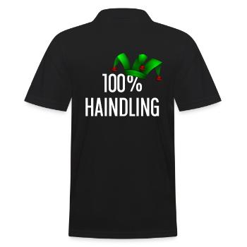 100 Prozent Haindling Joker Cap - Männer Poloshirt - Schwarz - Hinten - Kai (181cm)