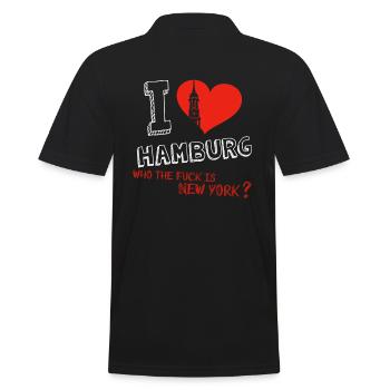 I Love Hamburg - Männer Poloshirt - Schwarz - Hinten - Kai (181cm)