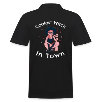 Coolest Witch in Town - Männer Poloshirt - Schwarz - Hinten - Kai (181cm)
