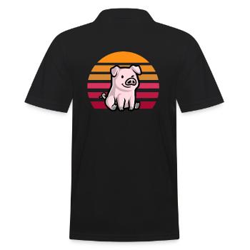 Cochon au coucher du soleil rétro - Polo Homme - noir - Dos - Kai (181cm)