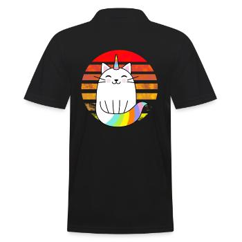 Coucher de soleil arc-en-ciel chat licorne - Polo Homme - noir - Dos - Kai (181cm)