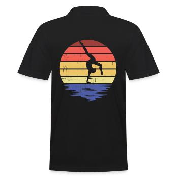 Gymnastics - Gymnastic Retro Silhoutte - Turnerin - Männer Poloshirt - Schwarz - Hinten - Kai (181cm)