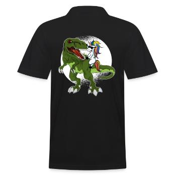 Dino Tyrannosaurus Rex avec licorne licorne - Polo Homme - noir - Dos - Kai (181cm)
