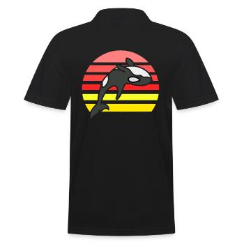 Orca coucher de soleil rétro - Polo Homme - noir - Dos - Kai (181cm)