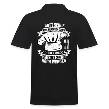 Gott Schuf Alle Menschen Gleich Ausser den Koch - Männer Poloshirt - Schwarz - Hinten - Kai (181cm)