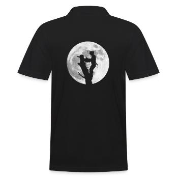 Baumpfleger Arborist im Mondschein Wald Motorsäge - Männer Poloshirt - Schwarz - Hinten - Kai (181cm)