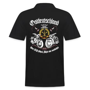 Simson Mopedkult Ostdeutschland - Männer Poloshirt - Schwarz - Hinten - Kai (181cm)