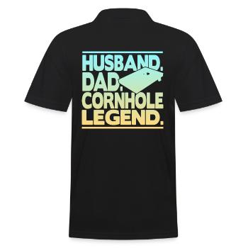 Husband Dad Cornhole Legend - Männer Poloshirt - Schwarz - Hinten - Kai (181cm)