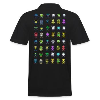 Süße Roboter Muster - Männer Poloshirt - Schwarz - Hinten - Kai (181cm)