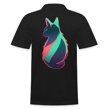 wonderful cat neon colorful colorful - Men's Polo Shirt - black - Back - Kai (181cm)