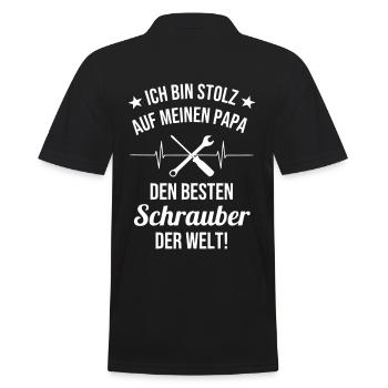 Ich bin stolz auf meinen Papa den besten Schrauber - Männer Poloshirt - Schwarz - Hinten - Kai (181cm)