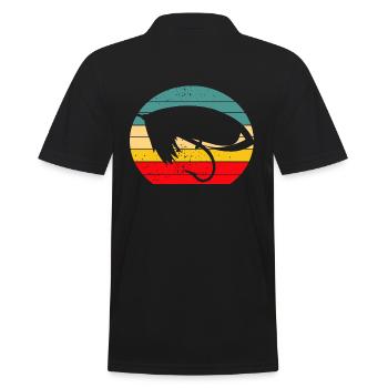Vintage Fly Fishing Coucher de soleil - Polo Homme - noir - Dos - Kai (181cm)