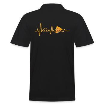 Heartbeat pizza pizza lover pizzeria fast food - Men's Polo Shirt - black - Back - Kai (181cm)
