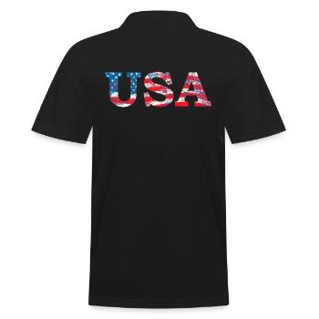 USA flag flag font letter America - Men's Polo Shirt - black - Back - Kai (181cm)