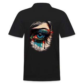 Œil psychédélique avec des détails colorés à l’aérographe - Polo Homme - noir - Dos - Kai (181cm)