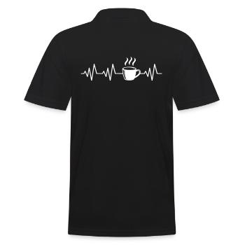 Tasse Kaffee EKG Herzschlag Kaffeeliebhaber Sucht - Männer Poloshirt - Schwarz - Hinten - Kai (181cm)