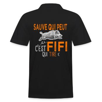 c'est Fifi qui tire Humour Chaseur Philippe - Polo Homme - noir - Dos - Kai (181cm)