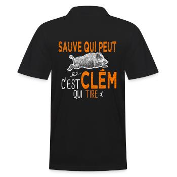 c'est Clém qui tire Humour Chaseur Clément - Polo Homme - noir - Dos - Kai (181cm)