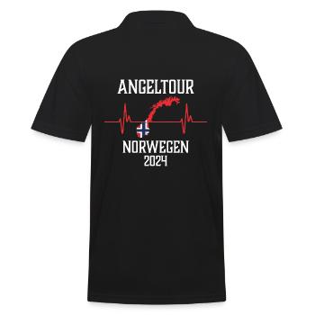Angeltour Norwegen 2024 - Männer Poloshirt - Schwarz - Hinten - Kai (181cm)