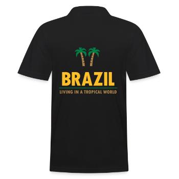 Brazil, living in a tropical world (Linie, Palmen) - Männer Poloshirt - Schwarz - Hinten - Kai (181cm)