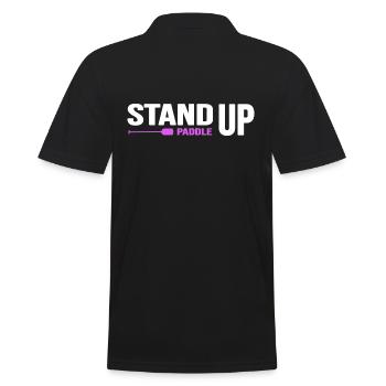 stand up paddle SUP Paddel Motivation Stand Up - Männer Poloshirt - Schwarz - Hinten - Kai (181cm)