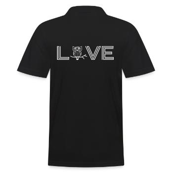 Eule "love-Eule" Eulendesign - Männer Poloshirt - Schwarz - Hinten - Kai (181cm)