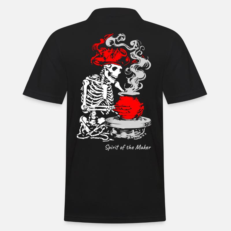 Der Geist des Schöpfers – Skelett-Handwerksdesign - Männer Poloshirt - Schwarz