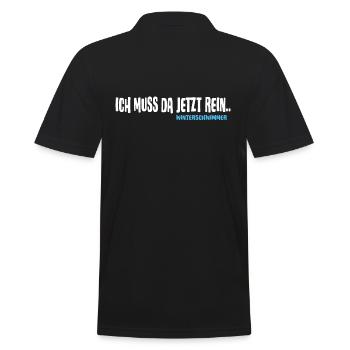 Winterschwimmer will Eisbaden Kälteresistent - Männer Poloshirt - Schwarz - Hinten - Kai (181cm)