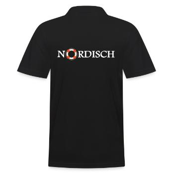 coast nordic "Nordmann is your lifebuoy" - Men's Polo Shirt - black - Back - Kai (181cm)