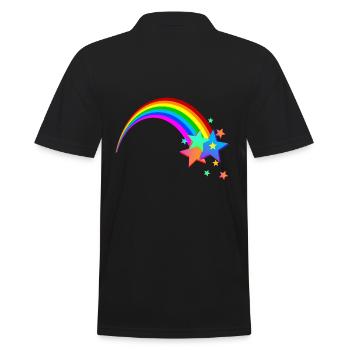 Regenbogen Sternschnuppe - Männer Poloshirt - Schwarz - Hinten - Kai (181cm)