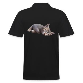Sleeping cat - Men's Polo Shirt - black - Back - Kai (181cm)
