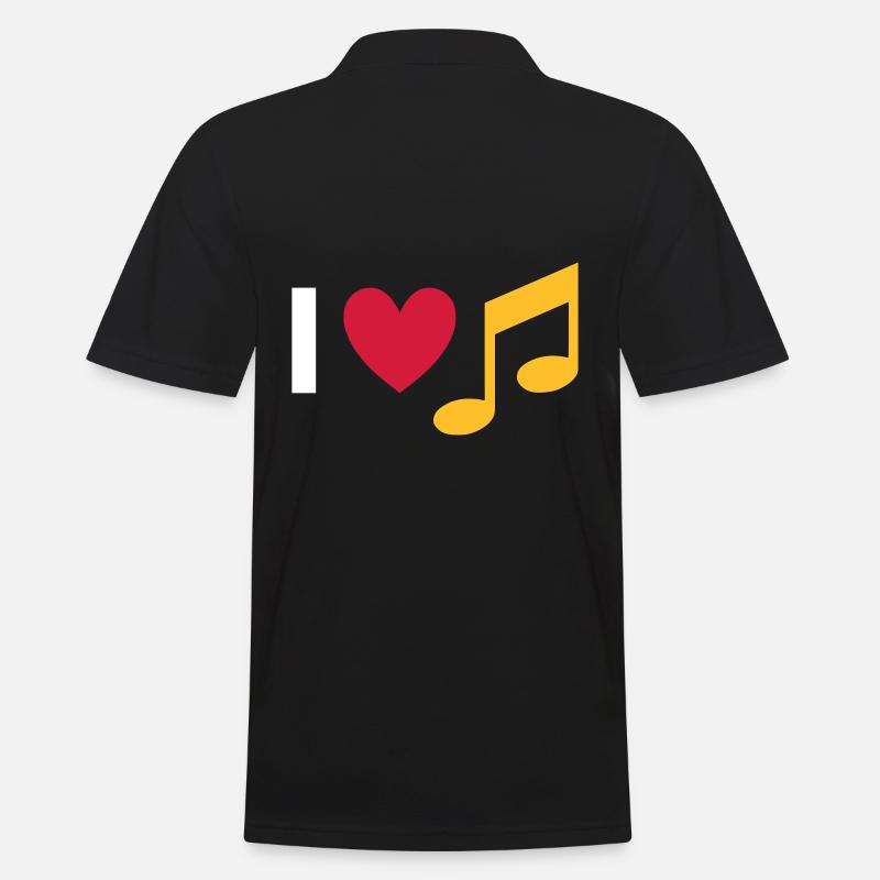 Ich liebe Musik (Herz, Note) - Männer Poloshirt - Schwarz