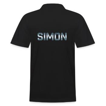 Simon Vorname Name blue silver white - Männer Poloshirt - Schwarz - Hinten - Kai (181cm)