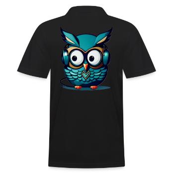 Eule türkis Kopfhörer - Männer Poloshirt - Schwarz - Hinten - Kai (181cm)