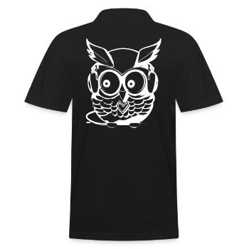 Eule weiß Kopfhörer - Männer Poloshirt - Schwarz - Hinten - Kai (181cm)