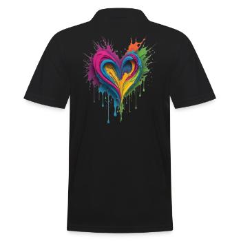 Cœur de peinture liquide - Polo Homme - noir - Dos - Kai (181cm)