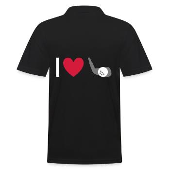 Ich liebe Golfen (Golfschläger, Herz, Golfball) - Männer Poloshirt - Schwarz - Hinten - Kai (181cm)