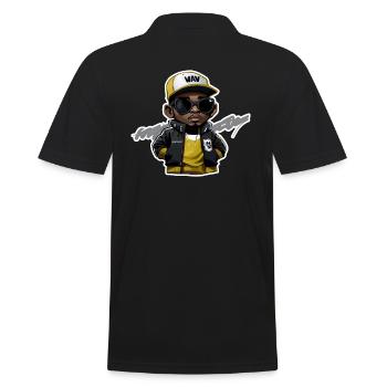 Kleiner Hip Hop Kopfstrich (gelb) - Männer Poloshirt - Schwarz - Hinten - Kai (181cm)