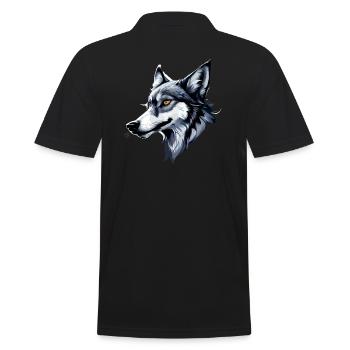 Wolf - Männer Poloshirt - Schwarz - Hinten - Kai (181cm)