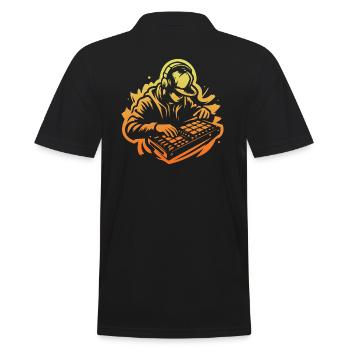 Beatmaker (Gelb) - Männer Poloshirt - Schwarz - Hinten - Kai (181cm)
