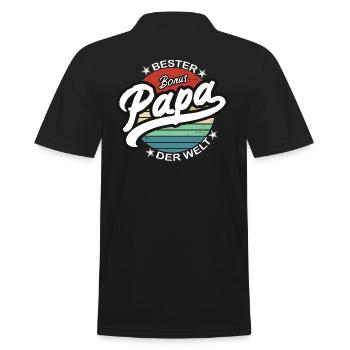 Best Bonus Dad in the World - Retro - Men's Polo Shirt - black - Back - Kai (181cm)