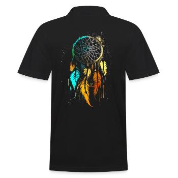 Traumfänger Free Spirit Boho Freizeit Design - Männer Poloshirt - Schwarz - Hinten - Kai (181cm)