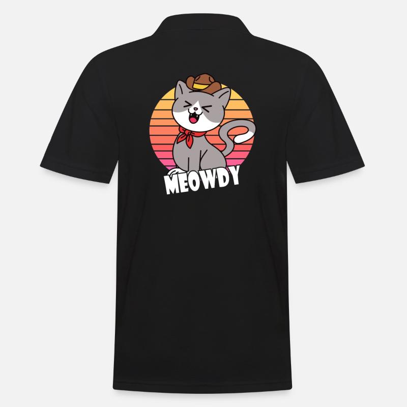 Meowdy Cowboy Katze - Männer Poloshirt - Schwarz