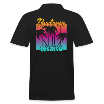 Zihuatanejo Mexico - Männer Poloshirt - Schwarz - Hinten - Kai (181cm)