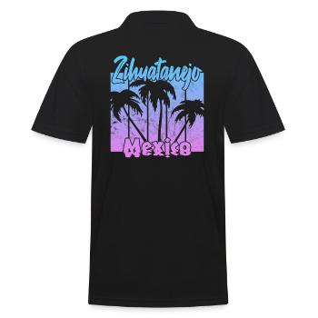 Zihuatanejo Mexico - Männer Poloshirt - Schwarz - Hinten - Kai (181cm)
