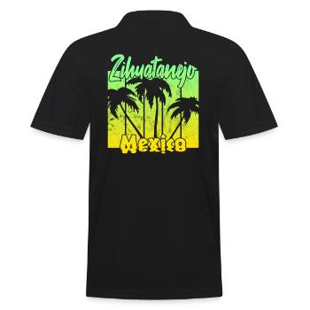 Zihuatanejo Mexico - Männer Poloshirt - Schwarz - Hinten - Kai (181cm)
