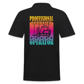 Professional Forklift Operator - Männer Poloshirt - Schwarz - Hinten - Kai (181cm)