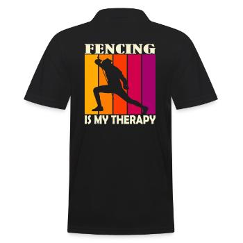 fencing is my therapy - Männer Poloshirt - Schwarz - Hinten - Kai (181cm)